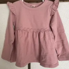美品　キッズ　裏起毛フリルトレーナー　ダスティピンク　120