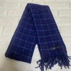 【カシミア入り】ナノユニバース　nano base 青チェック　マフラー