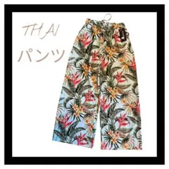 タイパンツ トロピカルフラワー柄95cm丈