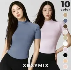 【美品】ゼクシィミックス モックネック 半袖 xexymix ヨガウェア