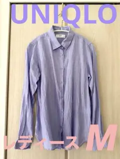 【美品】UNIQLO ユニクロ リネンシャツ 長袖 レディース M ラベンダー