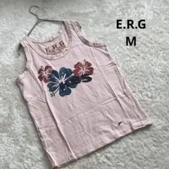 イーアールジー E.R.G 花柄 ハイビスカスプリント タンクトップ ピンク M