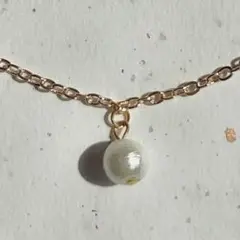 一粒コットンパールのシンプルネックレス