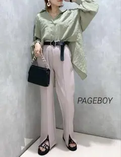【PAGEBOY/ページボーイ】バックツイストシアーシャツ ̍̊·̊オリーブF