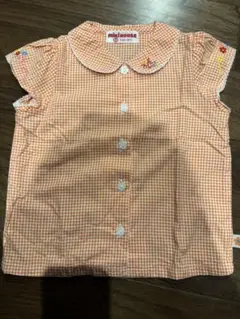 ミキハウス 半袖ブラウス オレンジ チェック