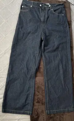ダークブルーワイドレッグデニムパンツ XL