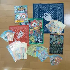 妖怪ウォッチ　シール　バンダナ ランチクロス(緑)　ステッフアップシート等