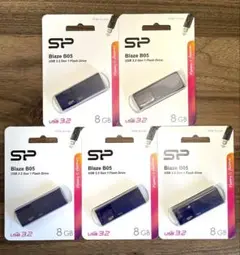 USBメモリー8GB シリコンパワー USB3.0スライド式(紺)【5個セット】