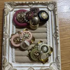ヴィンテージ風ボタンカボションヘアクリップ用素材2個セット