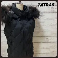 TATRAS ダウンベスト 黒 ラクーンファー フード取り外し可 サイズ02
