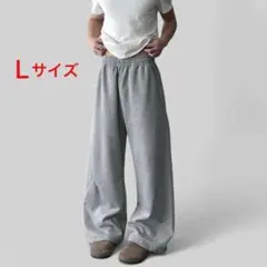 新品 ﻿変形 ワイドスウェットパンツ グレー L ウエストゴム ワイドパンツ