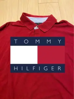トミーヒルフィガー　ポロシャツ　長袖　赤　古着　XXLサイズ　美品