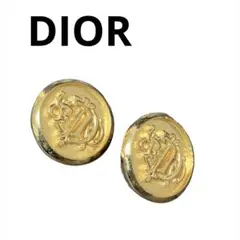 美品 Christian Dior ヴィンテージメダルイヤリング ゴールド