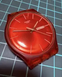 【完動品】スウォッチswatchクリアレッド　SWISS MADE 90年代