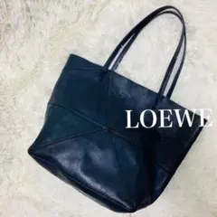 LOEWE ロエベ オリガミ ハンドトート バッグ ネイビー アナグラム レザー