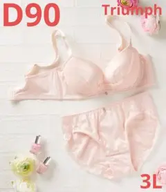 新品未使用 トリンプ D90 3L ブラジャー ショーツ ピンク 大きいサイズ3