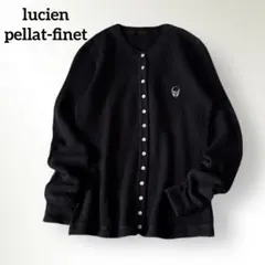 ルシアンペラフィネ*カシミヤコットンスナップボタンサーマルニットカーディガン 黒