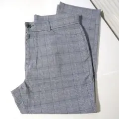 速乾 薄手 ストレッチ グレー系チェック スリムフィットパンツ LL