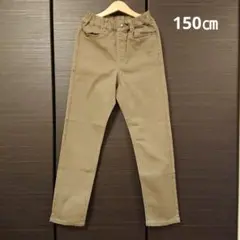 GU KIDS 男女兼用 のびのびストレートパンツ 150cm オリーブ カーキ