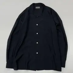 90s BIGI ブラック シルク100% L/S オープンカラーシャツ 猫目