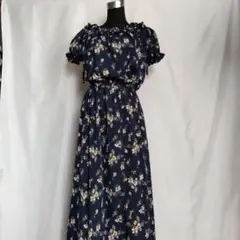 OLIVE des OLIVE ネイビー花柄半袖ワンピース M