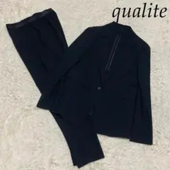 qualite【美品】黒 ブラック ジャケット イージーパンツ トラベルスーツ