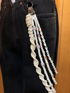 ウォレットチェーン　ハンドメイド　あおばくん着用風　4点セット
