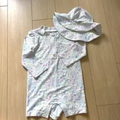 未使用【GAP】ロンパース水着 女の子 花柄 帽子付き 90サイズ
