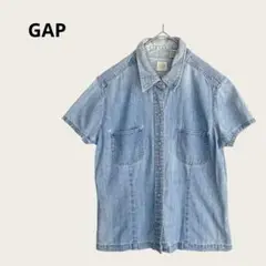 GAP シャツ レディース 半袖 デニム ブルー M 綿100% カジュアル