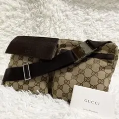 【美品】GUCCI ボディバッグ キャンバス GG柄 ブラウン