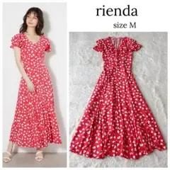 【匿名配送】rienda ダブルフレアスリーブOP レッド　ハート　ロング