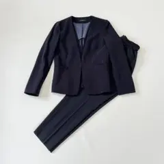 美品✨グリーンレーベル パンツスーツセットアップ ノーカラー 洗える S