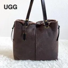 ★美品★ UGG アグ ムートン トートバッグ ブラウン レザー 本革 茶