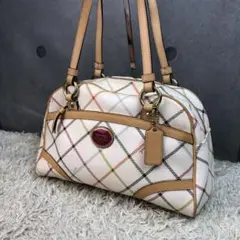コーチ PVC チェック カラフル ボストンバック