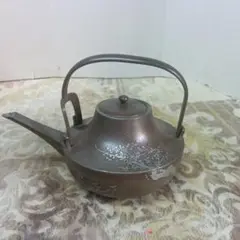 煎茶道具　錫製　間村自造　四君子文　茶壷　茶こぼし　2点まとめて　M　R4941 煎茶道具 錫製 間村自造 四君子文 茶壷 茶こぼし 2点まとめて M