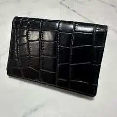 未使用級美品　ヒルトンHilton クロコ　名刺入れ　カードケース　ブラック