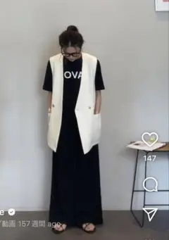 anana ノーカラーバックタックベストジレ
