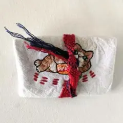 【猫刺繍】三徳袋　ポテチくう猫