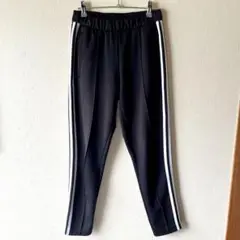 【美品★】adidas ブラック ジョガーパンツ サイドストライプ Sサイズ