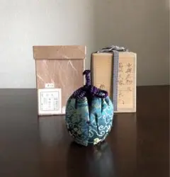 eiri　勝龍寺窯作 中興名物岩城文琳写茶入 鳳凰唐草仕覆　C455 eiri様専用 勝龍寺窯作 中興名物岩城文琳写茶入 鳳凰唐草仕覆 C455