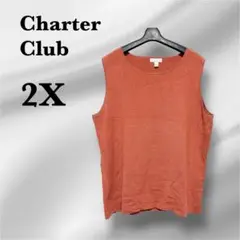 Charter Club 【2X】オレンジ ノースリーブ トップス　レディース