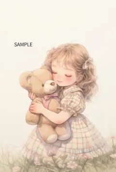 2399花畑でくまとステッカー