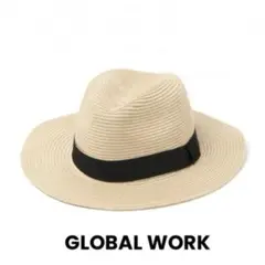 ◆GLOBAL WORK◆ 麦わら帽子 UVケア中折れハット ベージュ