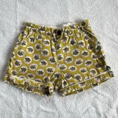 90 ショートパンツ　半ズボン　花柄　黄色