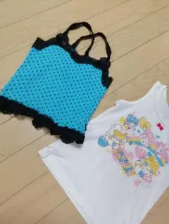 アースマジック110キャミソール水玉レースひみつのここたまタンクトップ２枚セット