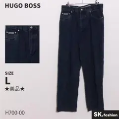 ★美品★ HUGO BOSS パンツ　ワイド　デニム　メタルパッチ　コットン