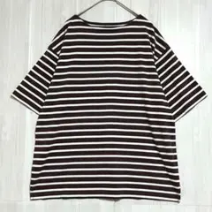 無印良品　ボーダーTシャツ　茶　白　S