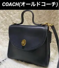 極希少❗️美品　OLDCOACH ハンドバッグ　ネイビー　9958 アメリカ製 極美品 オールドコーチ ☆ レザー ハンドル付き ポーチ ミニ