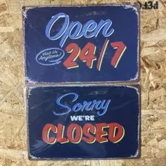 オープン/クローズ サインボード 24/7 2枚