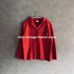 真っ赤昭和レトロ刺繍アウター　レトロジャケット　古着mix モードスタイル　古着